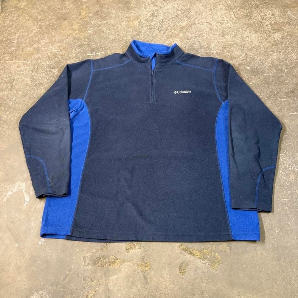 Columbia Mens XL Vintage 2000s Two Tone Fleece Quarter Zip Pullover Navy Blue